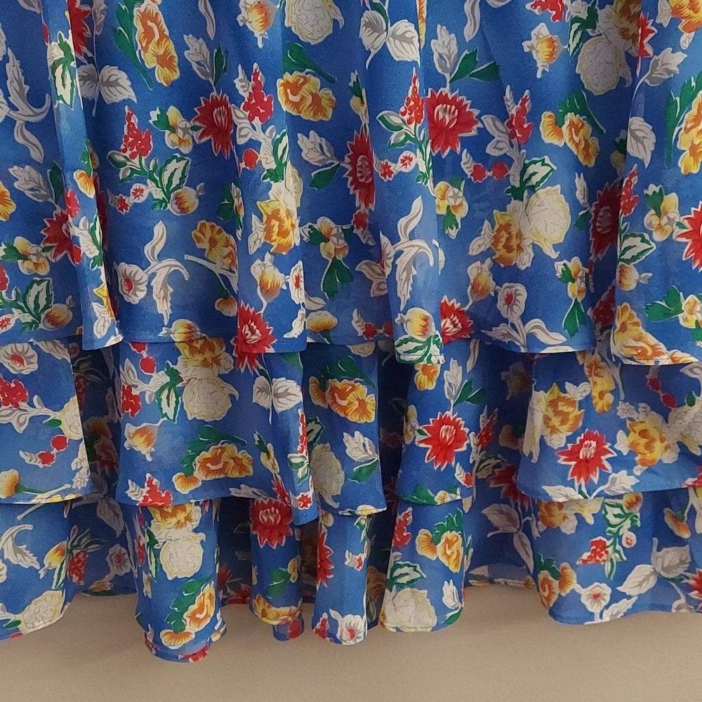 LAUREN RALPH LAUREN Floral Multi-Tiered Ruffle A-Line Skirt NWT 14 Grandmacore - Picture 4 of 13